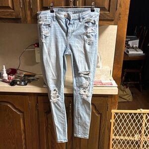 American Eagle Outfitters Light Blue Ripped Skinny Jeans
